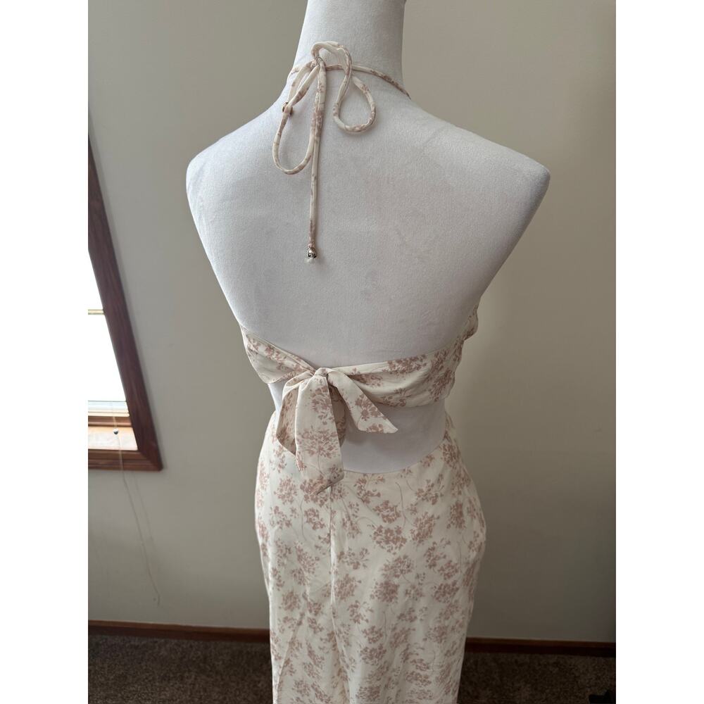 Fortunate One Cream and Tan Midi Dress - Picture 5 of 9